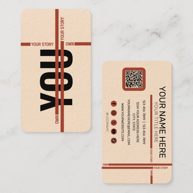 Cartão De Visita Own Your Story Shirt – Bold Motivational Quote (Frente/Verso)