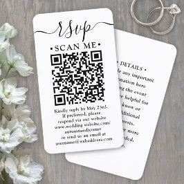 Cartão De Visita Pacote 100 QR Code Wedding RSVP & Detalhes Gabinet