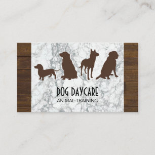 Cartão De Visita Pacote Canino Cães Formação De Madeira Marble