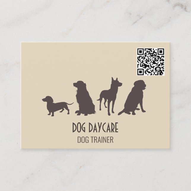 Cartão De Visita Pacote Canino | Formação de cães | Código QR (Frente)