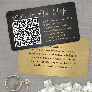 Cartão De Visita Pacote de 50 Scan Me RSVP QR Casamento Preto e Dou