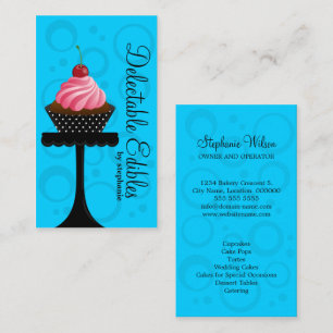 Cartão De Visita padaria azul lunática do cupcake