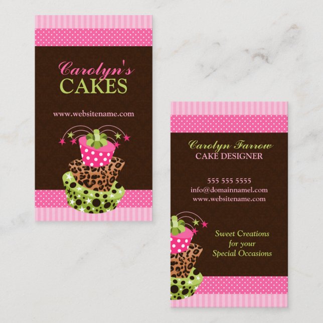 Cartão De Visita Padaria Cake e Damask (Frente/Verso)