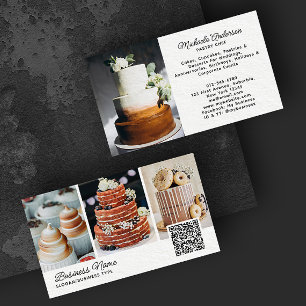 Cartão De Visita Padaria/Chef/Catering 4-Foto Código QR Fonte Moder