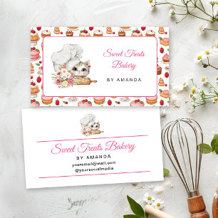Cartão De Visita Padaria Chef Kitten Rosa