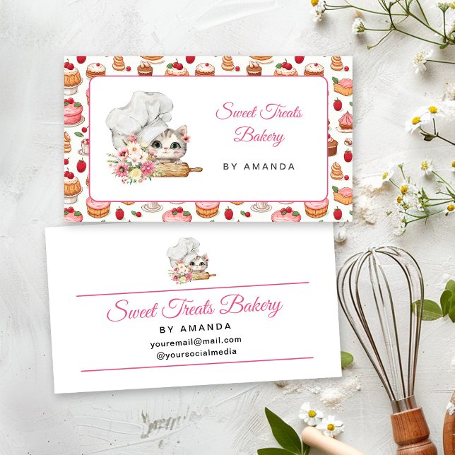 Cartão De Visita Padaria Chef Kitten Rosa (Criador carregado)