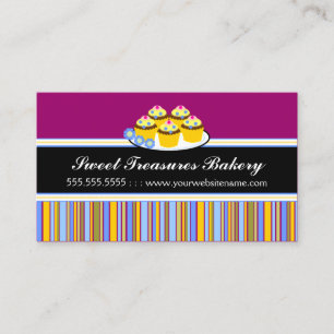 Cartão De Visita Padaria colorida dos cupcakes