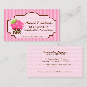 Cartão De Visita Padaria cor-de-rosa elegante do cupcake