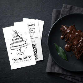 Cartão De Visita Padaria de Bolo Catering de Sobremesa QR CUSTOM De