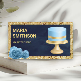 Cartão De Visita Padaria de Bolo de Aniversário Personalizado Azul