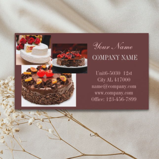 Cartão De Visita padaria de bolo de noiva de sobremesa (dessert wedding cake baker bakery business card)