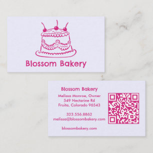 Cartão De Visita Padaria de Bolo Sobremesa Catering QR Desenhado à 