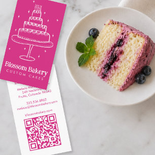 Cartão De Visita Padaria de Bolo Sobremesa Catering QR Desenhado à