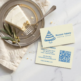 Cartão De Visita Padaria de Bolo Sobremesa Catering QR Desenhado à