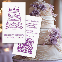 Cartão De Visita Padaria de Bolo Sobremesa Catering QR Desenhado à