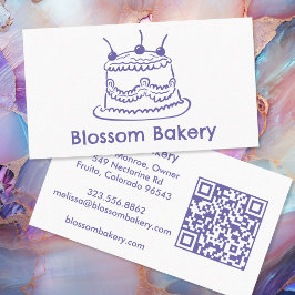Cartão De Visita Padaria de Bolo Sobremesa Catering QR Desenhado à