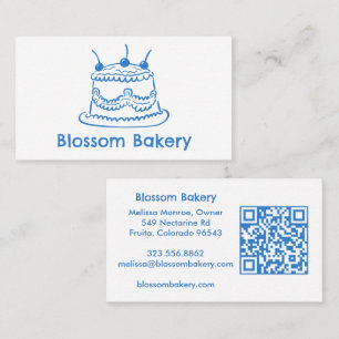Cartão De Visita Padaria de Bolo Sobremesa Catering QR Desenhado à