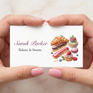 Cartão De Visita Padaria de bolos simples personalizados pastel aqu