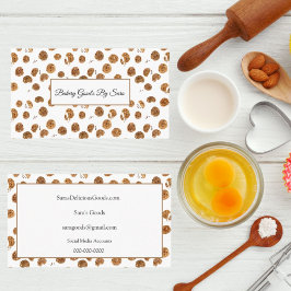 Cartão De Visita Padaria de Cookies com Chips de Chocolate em Aquar
