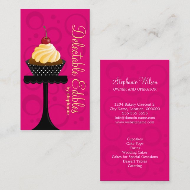 Cartão De Visita Padaria de Cupcake (Frente/Verso)