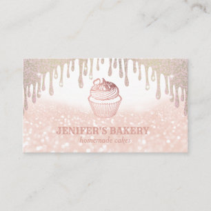 Cartão De Visita padaria de cupcake de ouro moderno e gliteria