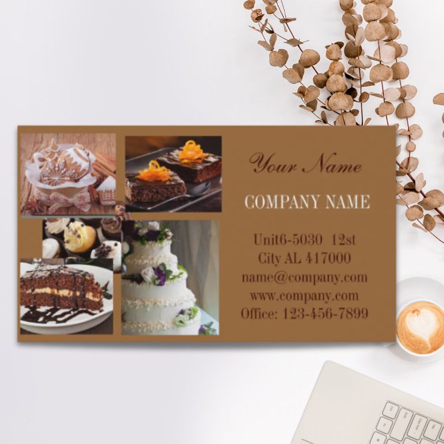 Cartão De Visita padaria de cupcake de sobremesa moderna (Modern dessert cake cupcake baker bakery business card)