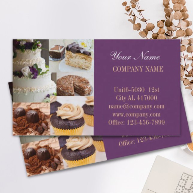 Cartão De Visita padaria de cupcake de sobremesa moderna (Modern dessert cake cupcake baker bakery business card)
