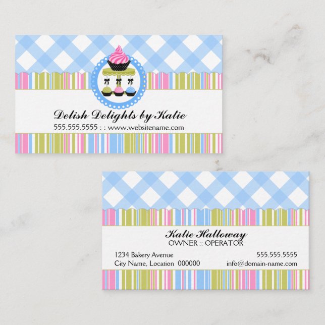 Cartão De Visita Padaria de Cupcake e Cake Pops (Frente/Verso)