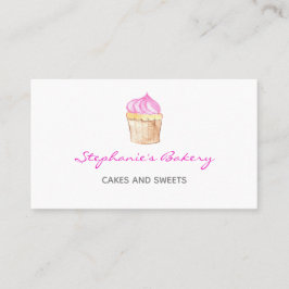 Cartão De Visita Padaria de Cupcake Elegante Rosa Moderno
