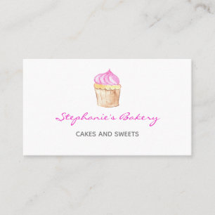 Cartão De Visita Padaria de Cupcake Elegante Rosa Moderno
