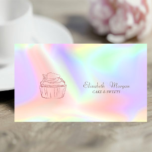 Cartão De Visita Padaria de Cupcake Glitter Holográfico