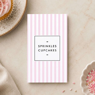 Cartão De Visita Padaria de Cupcake Listras Rosa Retrô