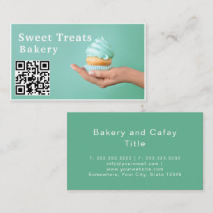 Cartão De Visita Padaria de Cupcake Pastel Doce Tratamento Verde Mi