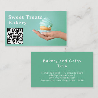 Cartão De Visita Padaria de Cupcake Pastel Doce Tratamento Verde Mi