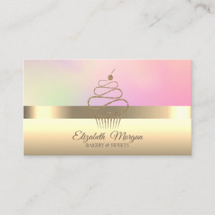 Cartão De Visita Padaria de Cupcake Profissional Elegante