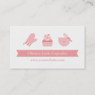 Cartão De Visita Padaria de Cupcake Rosa Elegante