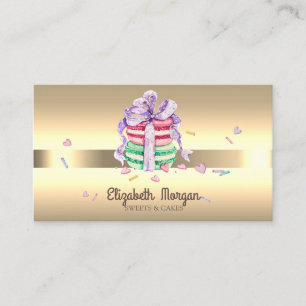 Cartão De Visita Padaria de Doces Macarons Profissionais Elegantes