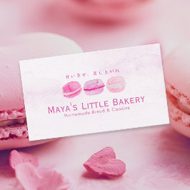 Cartão De Visita Padaria de Macaron de Aquarela Rosa Fofa