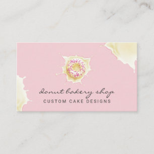 Cartão De Visita Padaria de Massa Folhada Creme Doce Rosa Amarelo