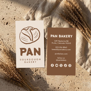 Cartão De Visita Padaria de Pão Sourdough Ícones Desenhados à Mão C
