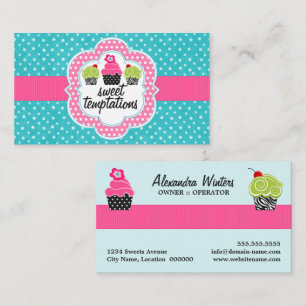 Cartão De Visita Padaria do cupcake das bolinhas de turquesa