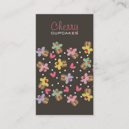 Cartão De Visita Padaria dos confeitos dos cupcakes da cereja doce