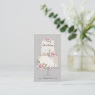 Cartão De Visita padaria elegante, bolo de três camadas vertical