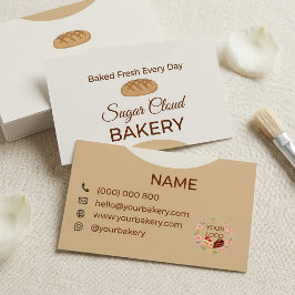 Cartão De Visita Padaria Elegante Pastel Bakery Sugar Cloud