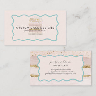 Cartão De Visita Padaria Floral de Moldura Ondulada Patisserie