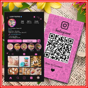 Cartão De Visita Padaria Instagram Chef Bolo Rosa Catering QR