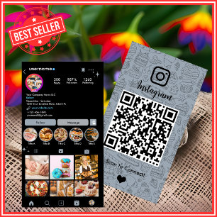 Cartão De Visita Padaria Instagram Chef Dusty Blue Caterer de Bolos