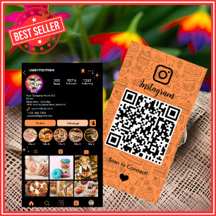 Cartão De Visita Padaria Instagram Chef Laranja Doce Confeitaria QR