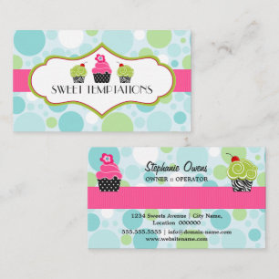 Cartão De Visita Padaria louca do cupcake das bolinhas
