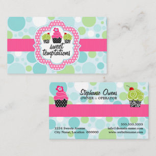Cartão De Visita Padaria louca do cupcake das bolinhas